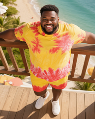 Men's Simple Vacation Big and Tall Size T-Shirt & Shorts