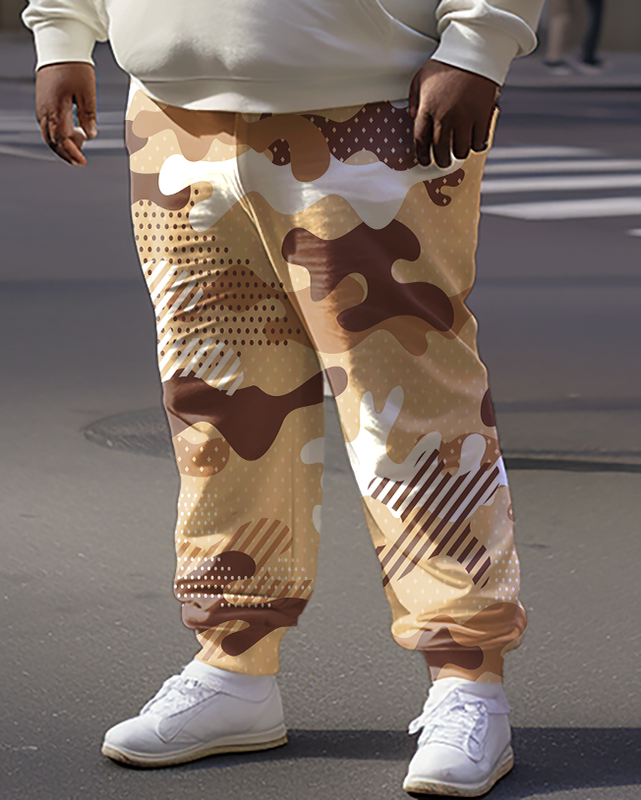 Men's Tricolor Camo Plus Size Hoodie&Pants