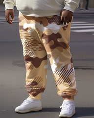 Men's Tricolor Camo Plus Size Hoodie&Pants