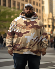 Men's Tricolor Camo Plus Size Hoodie&Pants