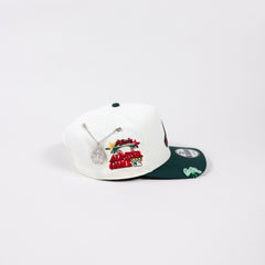 NEW ERA EXCLUSIVE A-FRAME CHROME/ FOREST GREEN ATLANTA BRAVES SNAPBACK W/ 2000 ALL STAR GAME SIDE PATCH