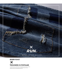 Plus Size Men's Ripped Patch Hip Hop Jeans