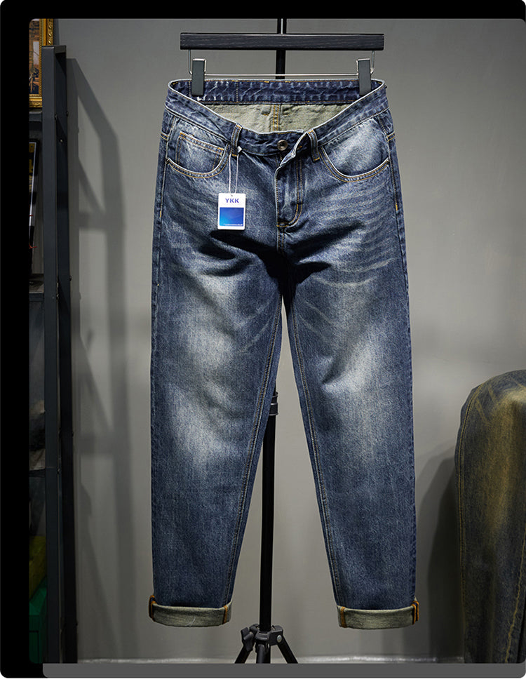 Plus Size Men's Casual Loose Solid Straight Leg Jeans ,Hip Hop Jeans