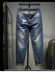 Plus Size Men's Casual Loose Solid Straight Leg Jeans ,Hip Hop Jeans