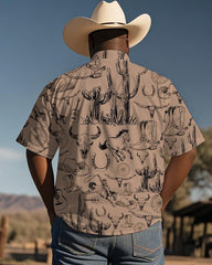 Western Desert Cowboys Men's Plus Size Printed Short Sleeve Shirt