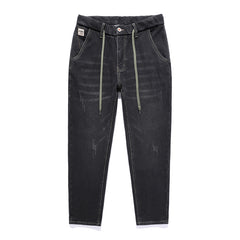 Plus Size Men's Casual Elasticated Waistband Jeans , Winter Denim Pants