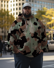 Sweat à capuche et pantalon camouflage imprimé 3D pour hommes, grande taille 