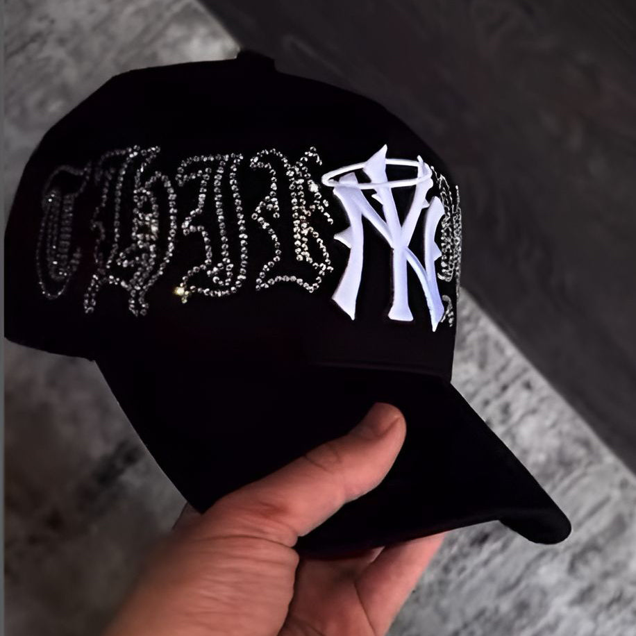 NEW ERA NY CRYSTALS BLACK/WHITE HOT DIAMOND EMBROIDERED CASUAL BASEBALL CAP