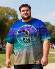 Men's Life Is Better At The Beach Palm Tree Sunset Beach Big & Tall Short Sleeve T-Shirt