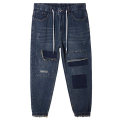 Plus Size Men's Ripped Patch Hip Hop Jeans