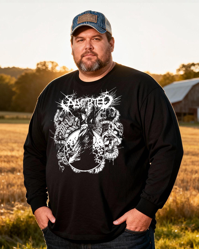 ABORTED Men's Big & Tall Long Sleeve Cotton T-Shirt
