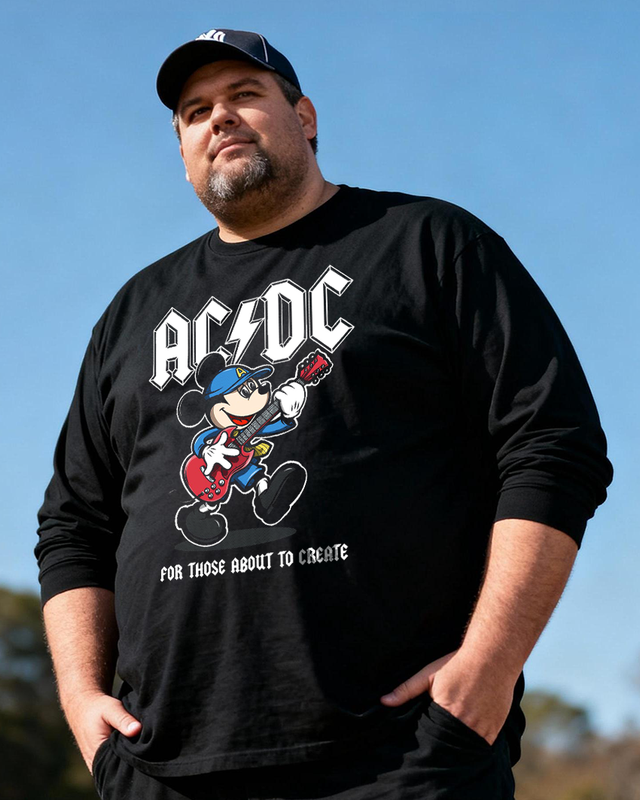 ACDC Men's Big & Tall Long Sleeve Cotton T-Shirt