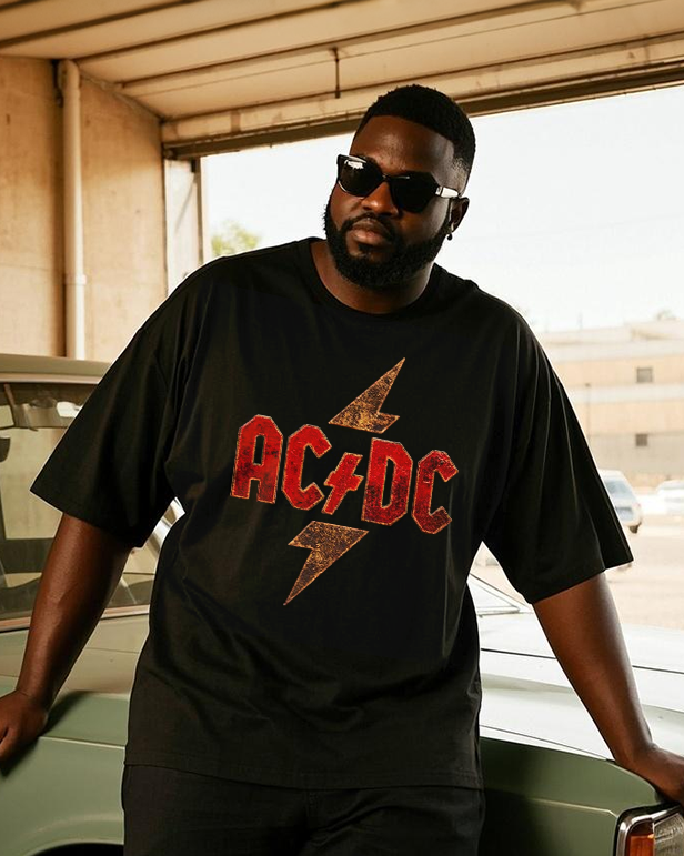 AC/DC Men's Plus Size T-Shirt & Shorts Suit