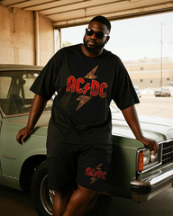 AC/DC Men's Plus Size T-Shirt & Shorts Suit