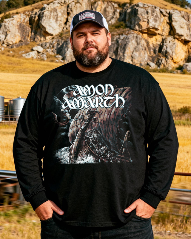 AMON AMART Men's Big & Tall Long Sleeve Cotton T-Shirt