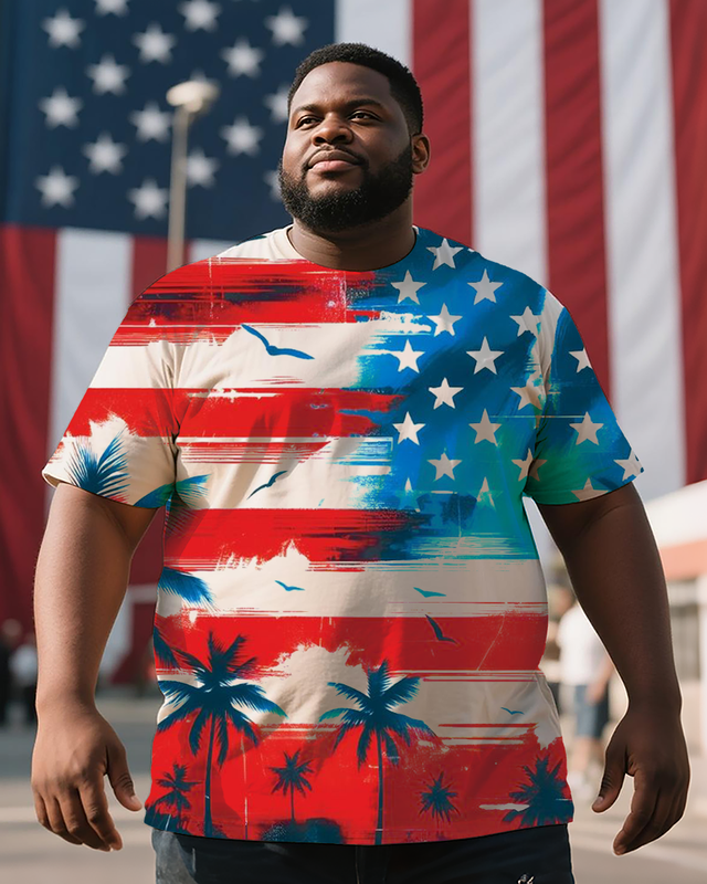 American Flag Men's Plus Size Short Sleeve T-Shirt