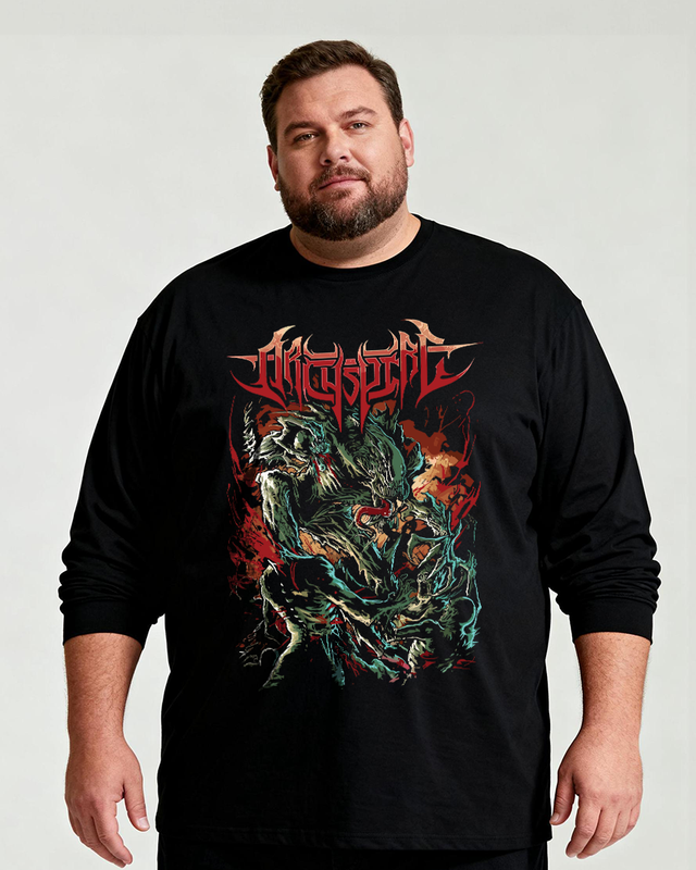 Archspire Men's Big & Tall Long Sleeve Cotton T-Shirt