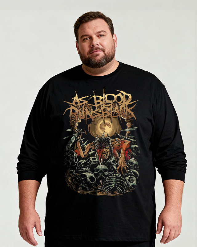 As Blood Runs Black Men's Big & Tall Long Sleeve Cotton T-Shirt