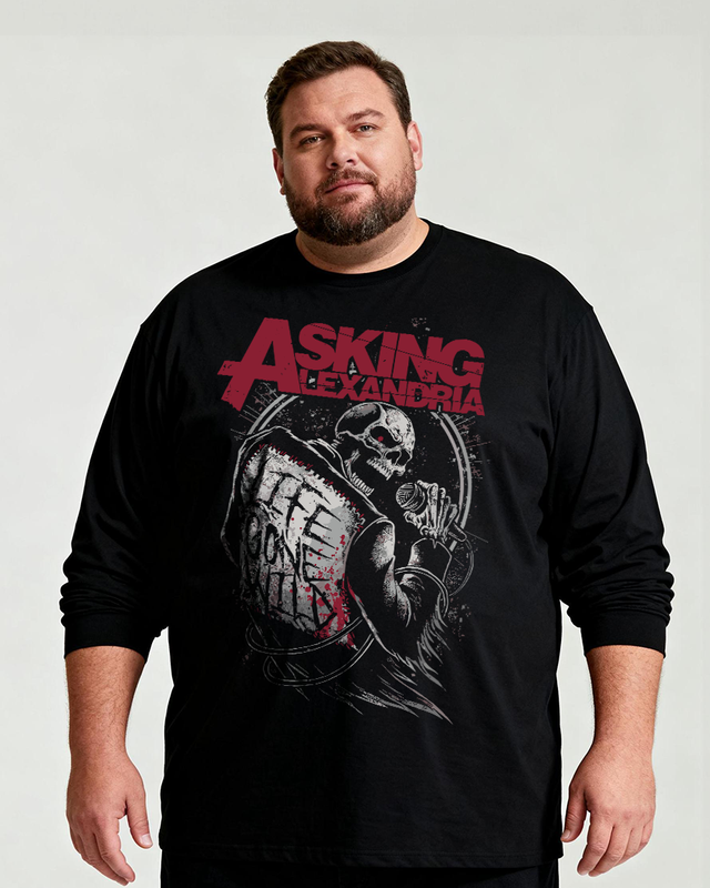 Asking Alexandria Men's Big & Tall Long Sleeve Cotton T-Shirt