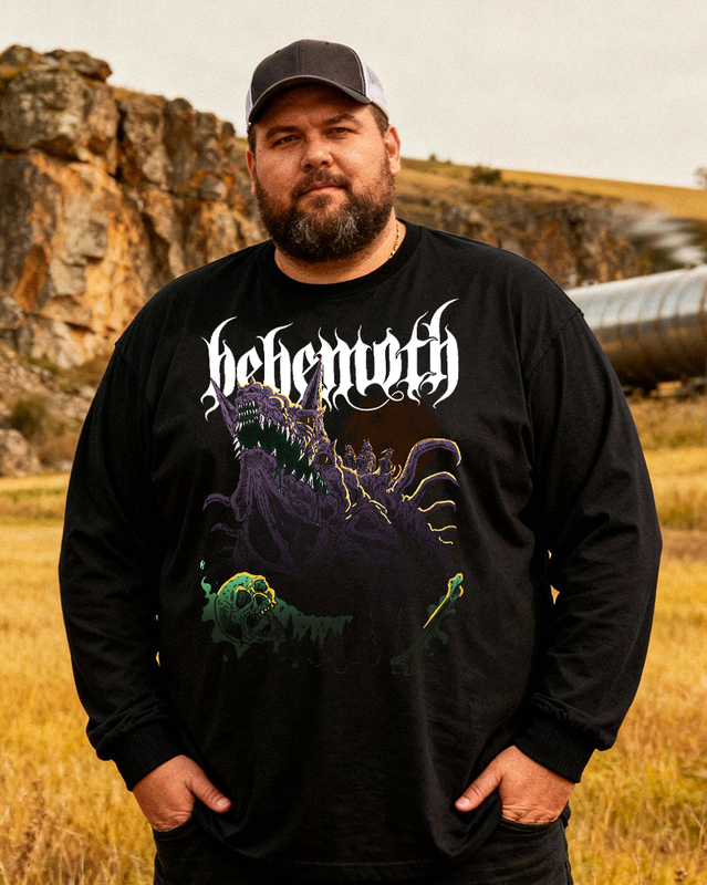 BEHEMOTH Men's Big & Tall Long Sleeve Cotton T-Shirt