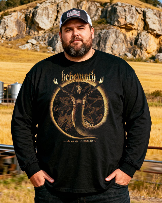 BEHEMOTH Men's Big & Tall Long Sleeve Cotton T-Shirt