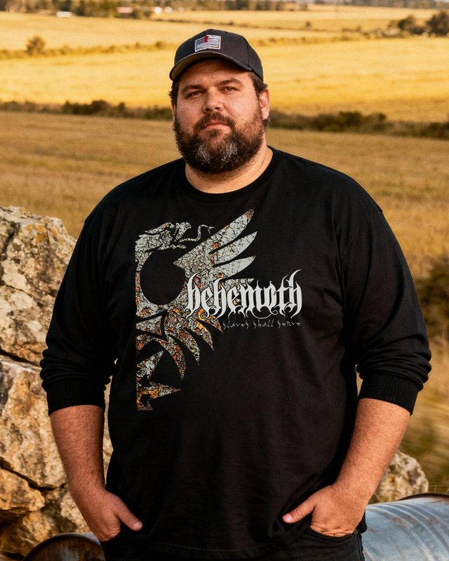 BEHEMOTH Men's Big & Tall Long Sleeve Cotton T-Shirt