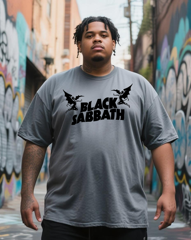 BLACK SABBATH Band logo art Man Men's Cotton Big & Tall T-shirt