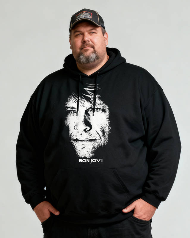 BON JOVI Men's Cotton Big & Tall Hoodie