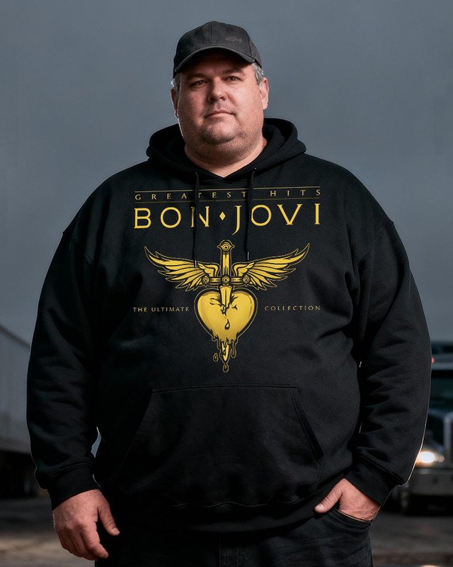BON JOVI Men's Cotton Big & Tall Hoodie
