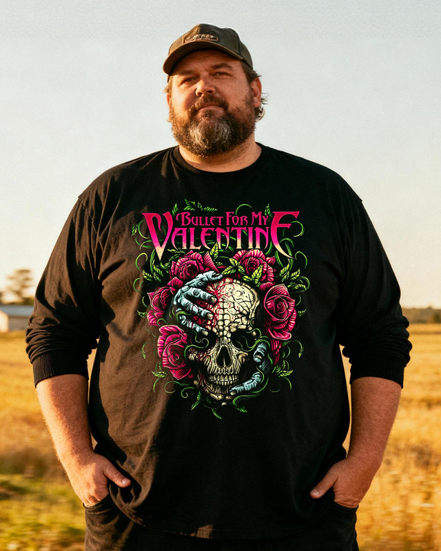 BULLET FOR MY VALENTINE Men's Big & Tall Long Sleeve Cotton T-Shirt