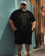 Ensemble de t-shirt Georgia Tech grande taille pour hommes avec grand logo, costume de style sportif pour hommes 
