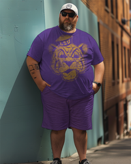 Ensemble de t-shirt grande taille pour homme avec grand logo de l'Université d'État de la Louisiane, costume de style sportif pour homme