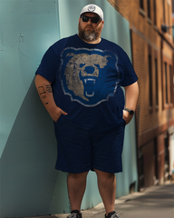 Men's Big Logo  Morgan State University Plus Size T-Shirt Set, Men's Sports Style Suit