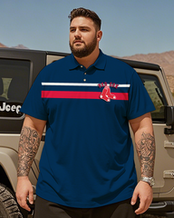 Boston Red Sox Casual Short Sleeve Men's Plus Size Polo Shirt