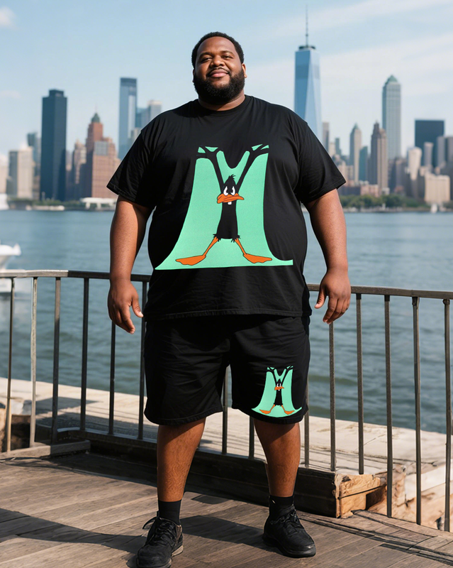 Daffy Duck Men's Plus Size T-Shirt & Shorts Suit