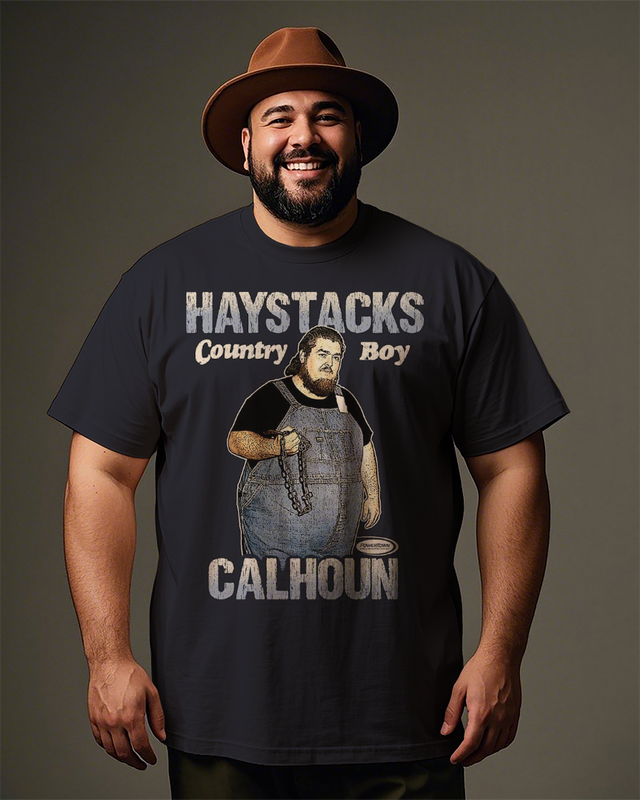 Country Boy Haystacks Calhoun Men's Plus Size Cotton T-Shirt