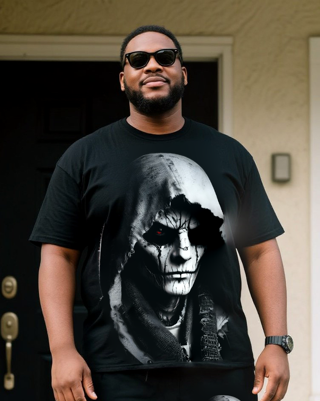 Creepy Masks Men's Plus Size T-Shirt & Shorts Set