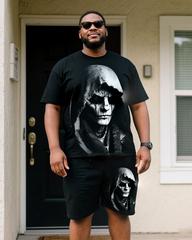 Creepy Masks Men's Plus Size T-Shirt & Shorts Set