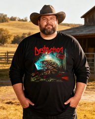 DESTRUCTION Men's Big & Tall Long Sleeve Cotton T-Shirt