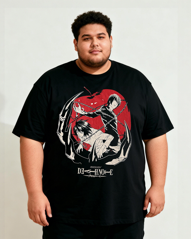 Death Note L & Light Red Apple Men's Big & Tall Cotton T-shirt