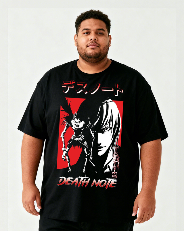 Death Note Light & Ryuk Contrast Men's Big & Tall Cotton T-shirt