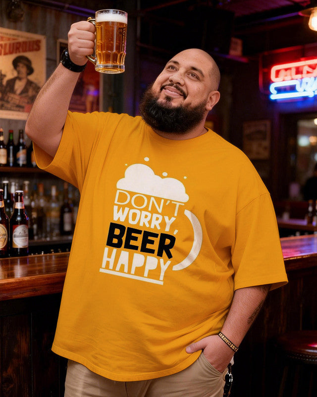 Dont Worry Beer Happy Men's Plus Size Short Sleeve T-Shirt