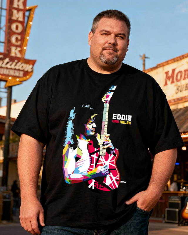 EDDIE VAN HALEN Men's Cotton Big & Tall T-shirt