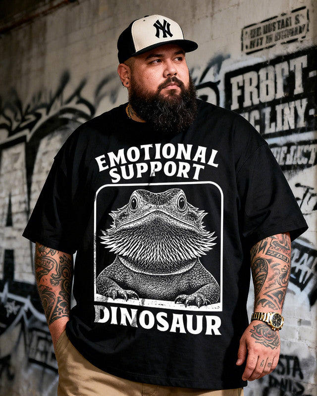 Men's Emotional Support Dinosaur Big & Tall Short Sleeve T-Shirt