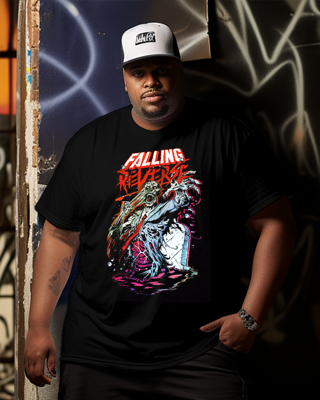 Falling in Reverse Zombie Gravestone Men's Cotton Big & Tall T-shirt