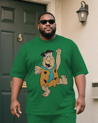 Fred Flintstone Men's Plus Size T-Shirt & Shorts Suit