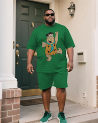 Fred Flintstone Men's Plus Size T-Shirt & Shorts Suit