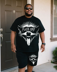 Fu*k Off Men's Plus Size T-Shirt & Shorts Set