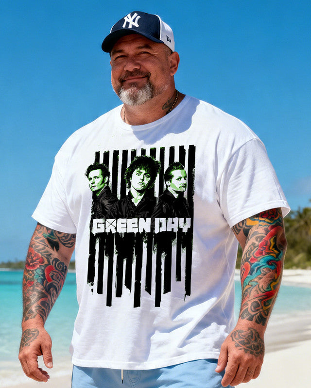 GREEN-DAY Men's Music Big & Tall 100% Cotton T-Shirt