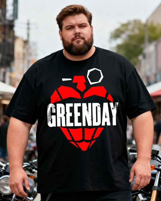 GREEN-DAY Men's Music Big & Tall 100% Cotton T-Shirt